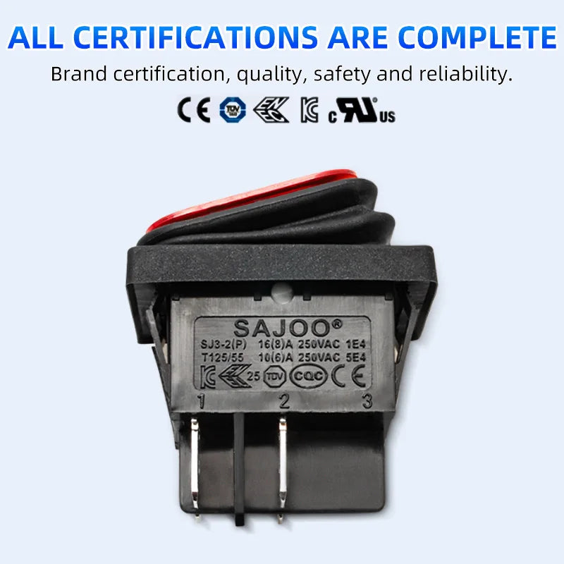 SAJOO Waterproof Rocker Switch KCD4 4Pin/6Pin DPDT With LED Lights Vehicle Boat Power Switch ON OFF 12V 24V 220V Size 22*30mm