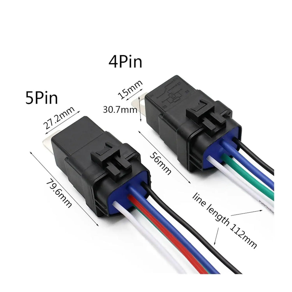 Automotive Relay Harness Kit 4-Pin SPST 40A 12V Sockets Switch Relays with 12&16 AWG Tinned Heavy-Duty Wires, 40 AMP for Car Tru