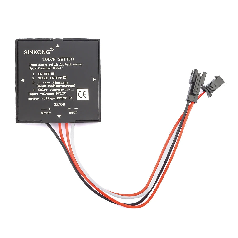 DC 12V 3A Touch Switch Sensor Stepless LED Inductive Dimmer Bathroom Mirror Lamp Dimming Control Switch for Led Light Mirror