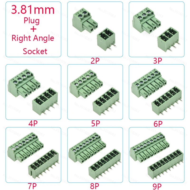 10PCS 2.54/3.81/5.08MM 2EDG 15EDG 2/3/4/5/6/7/8 Pin Screw Terminal Block Connector Pitch Plug+Straight/Curved Needle Pin Socket