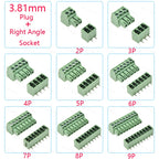 10PCS 2.54/3.81/5.08MM 2EDG 15EDG 2/3/4/5/6/7/8 Pin Screw Terminal Block Connector Pitch Plug+Straight/Curved Needle Pin Socket