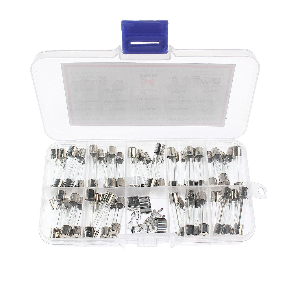 54/72/100/150/200PCS Fuse Assorted kit 5x20mm,6x30mm Quick Blow Glass Tube 0.2A-30A Blow Glass Fuse 10and 15Value electronics ﻿