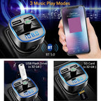 Bluetooth 5.0 Car FM Transmitter Dual USB Fast Car Charger LED Screen Hands Free Call MP3 Music Player Adapter Car Accessories