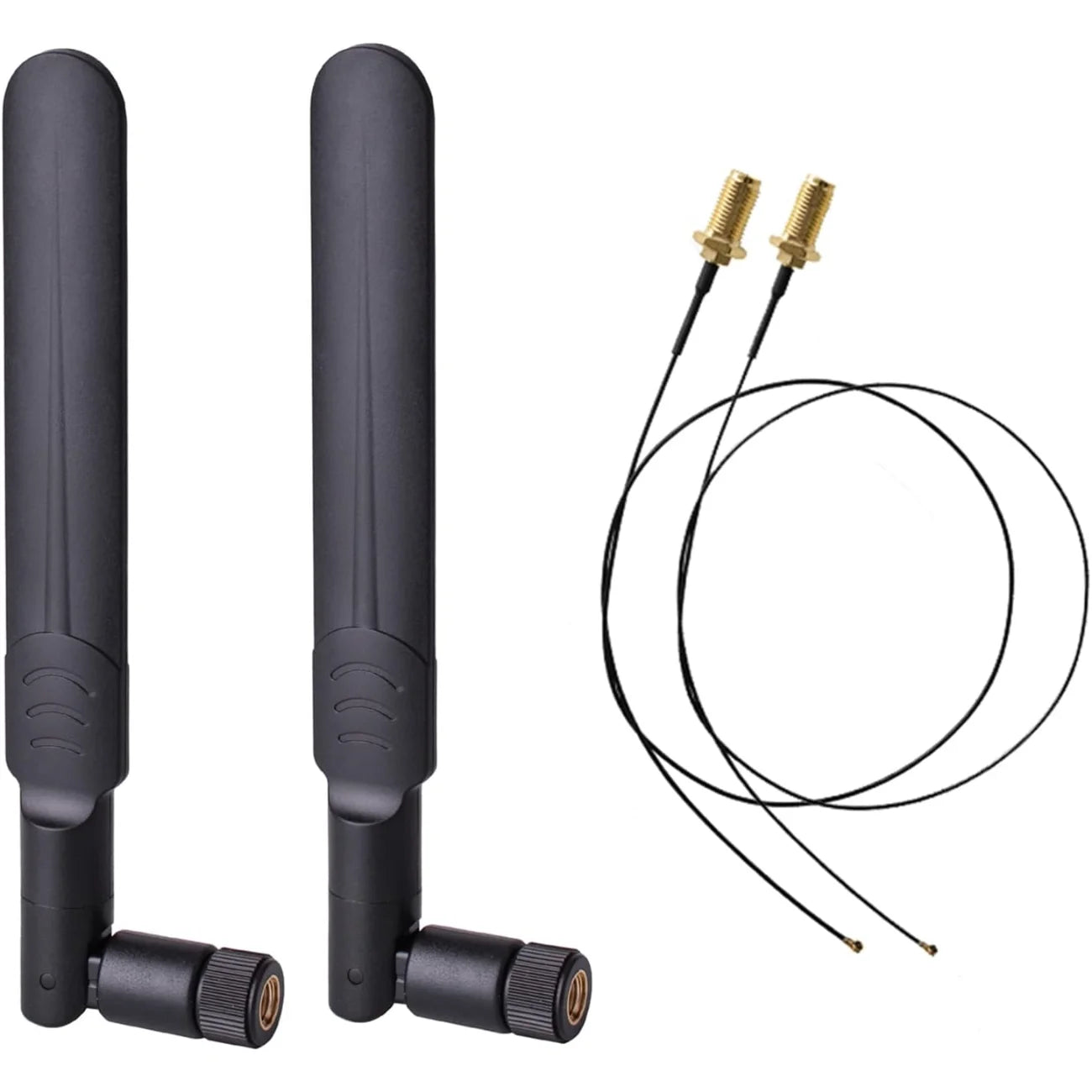 2 X 8dBi Dual Band 2.4GHz 5.8GHz Antenna RP-SMA Male + 2 X 15CM SMA Male to I-P-E-X-MHF4 Pigtail Cable for M.2 NGFF WiFi WLAN Ca