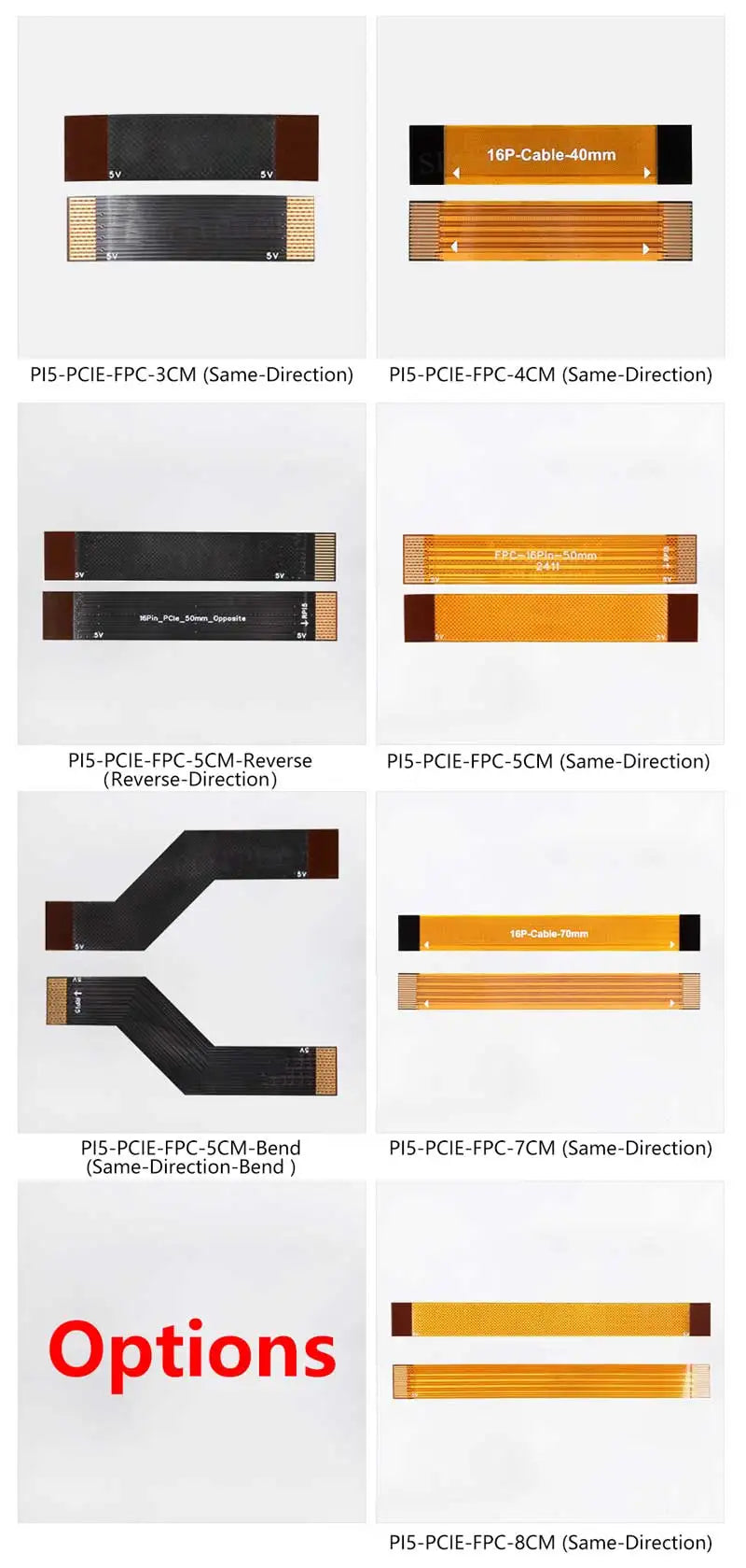 Raspberry Pi 5 PCIE FPC Cable With 90R differential matching Higher Speed 3/4/5/7/8CM For M.2 NVMe SSD