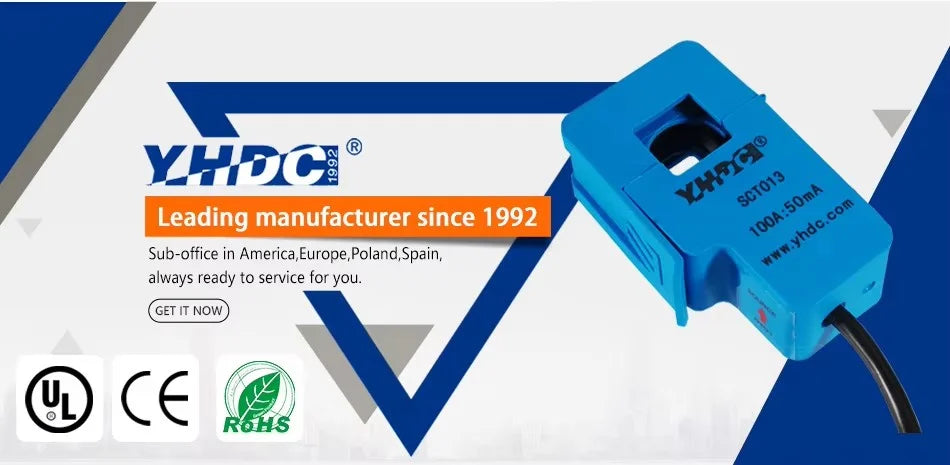 YHDC SCT013  Input 100A Output 50mA Accuracy 1% Suspension Split Core Current Sensor AC Transformer