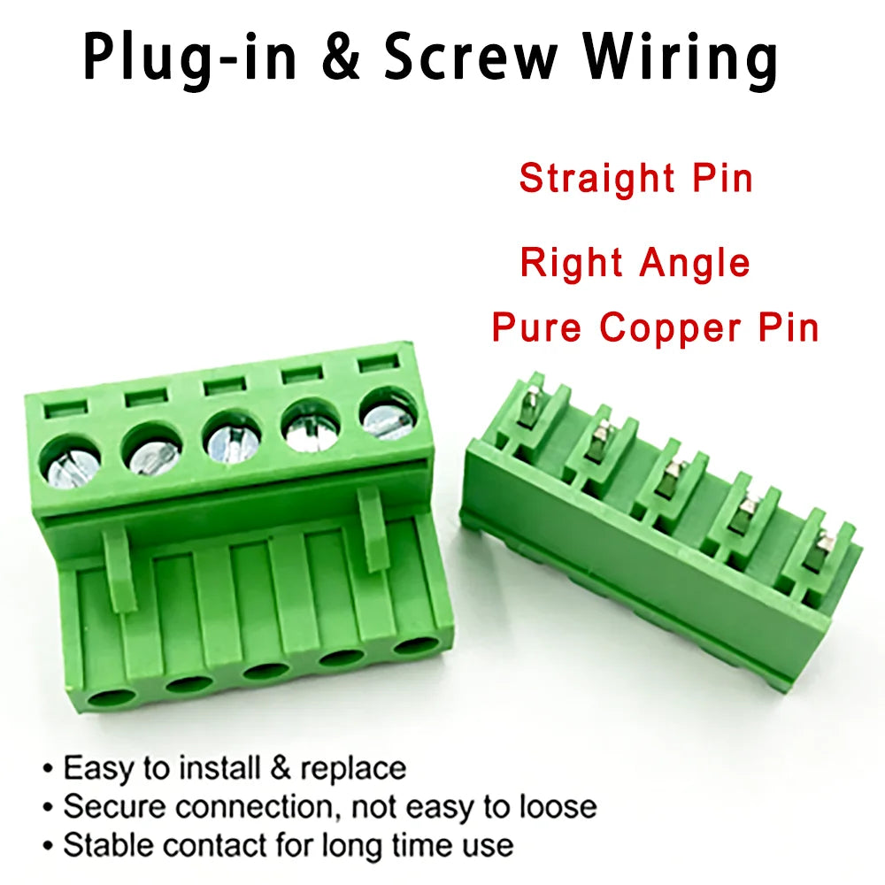 5Pair 5.08mm Pitch 2EDG Straight Pin PCB Screw Terminal Block 2/3/4/5/6/7/8/9/10/12Pin 300V 10A Wire Connector Plug-in Socket