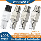 ZoeRax RJ45 Cat8 Cat7 Cat6A Connector Toolless Shielded/Unshielded Ethernet Termination Plug for 23~26AWG STP/UTP Ethernet Cable