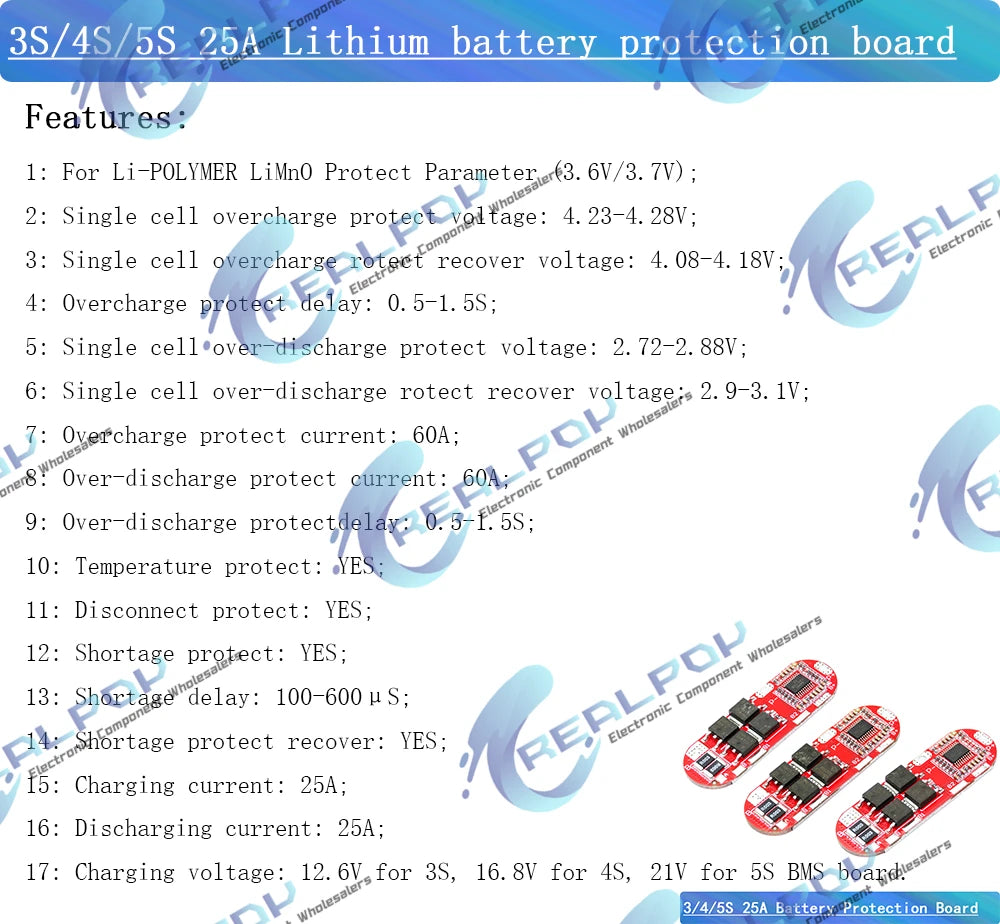Bms 1s 2s 10a 3s 4s 5s 25a Bms 18650 Li-ion Lipo Lithium Battery Protection Circuit Board Module Pcb Pcm 18650 Lipo Bms Charger