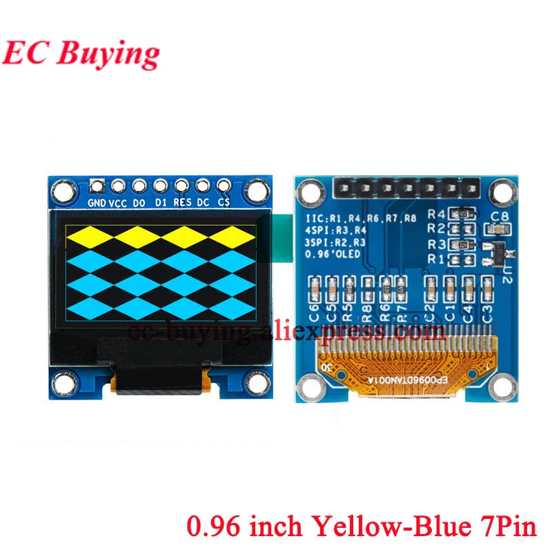 0.96 inch OLED IIC Serial White Display Module 128X64 I2C SSD1306 12864 LCD Screen Board GND VCC SCL SDA 0.96" for Arduino Black
