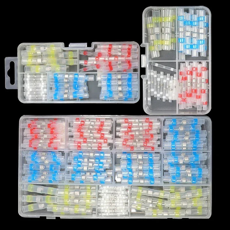 10 ~ 500pcs Solder Seal  Wire Connectors Kit Heat Shrink Butt Crimp Terminals Waterproof Electrical Cable Splice Connector