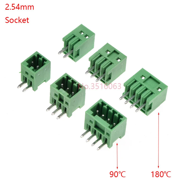 10PCS 2.54/3.81/5.08MM 2EDG 15EDG 2/3/4/5/6/7/8 Pin Screw Terminal Block Connector Pitch Plug+Straight/Curved Needle Pin Socket