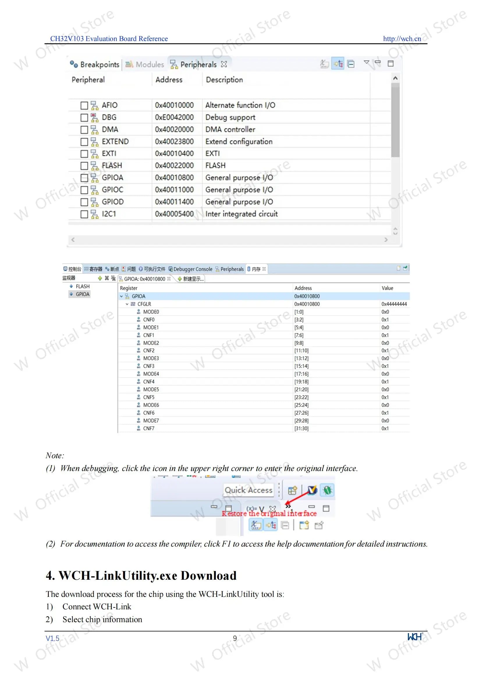 CH32V103 development board, on-board WCH-Link debugger CH32V103R8T6 Microcontroller Evaluation Boards