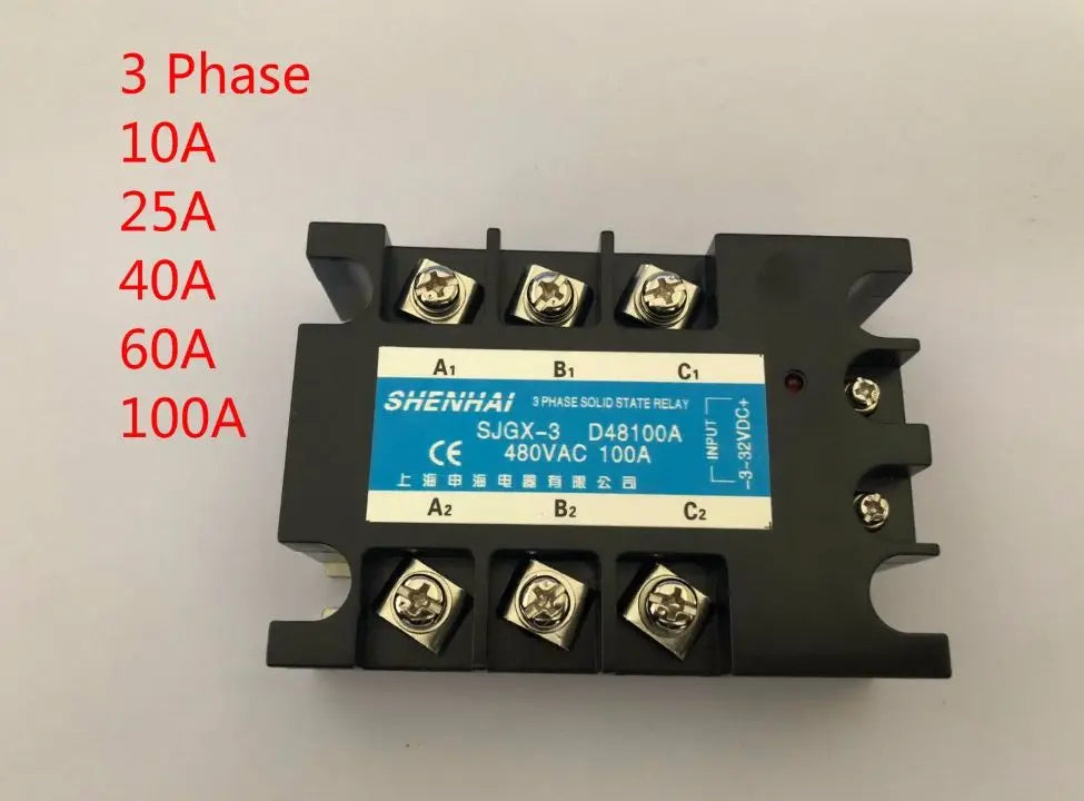 25A 40A 60A 100A SSR 3 Phase Solid State Relay SSR-100 DC to AC Solid State Relay 100A SSR Relay Three Phase SSR 100A Rele