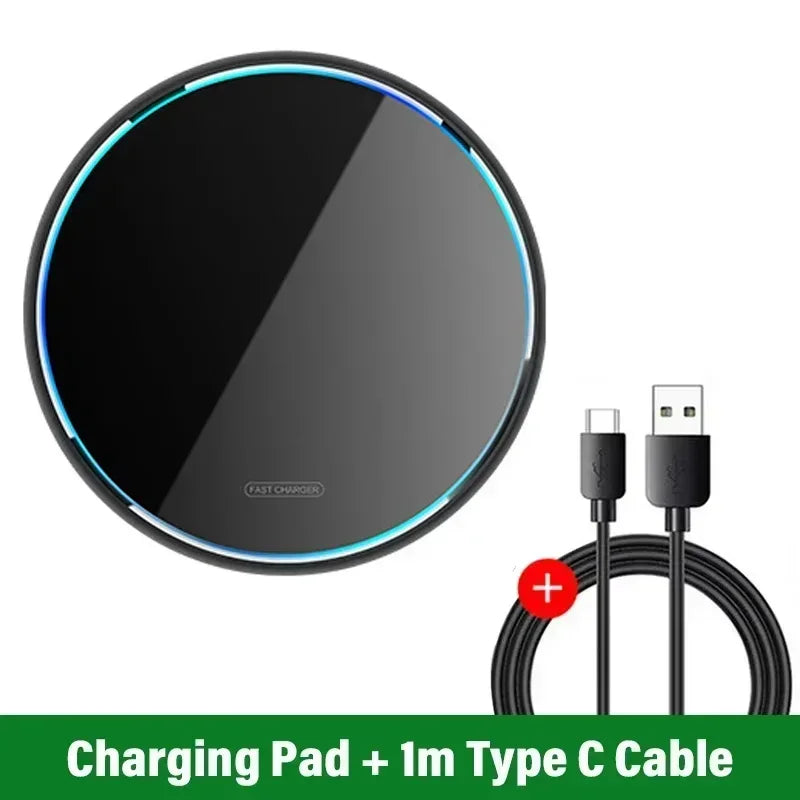 Phone Acrylic Metal Wireless Charger Station Led Light for iPhone 16 15 14 13 12 Pro Max Samsung S24 Xiaomi Mini Fast Charging