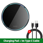 Phone Acrylic Metal Wireless Charger Station Led Light for iPhone 16 15 14 13 12 Pro Max Samsung S24 Xiaomi Mini Fast Charging
