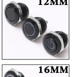 12/16/19/22mm Short Stroke Oxide Blcak Shell Metal Button Switch Waterproof Flat Head With Power LED Light Momentary 1NO 6V 24V