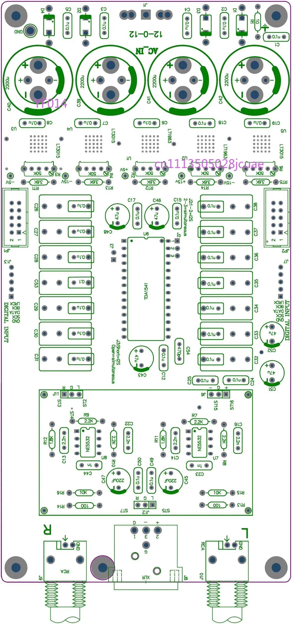 TDA1541 HIFI Digital Audio Decoding PCB Board
