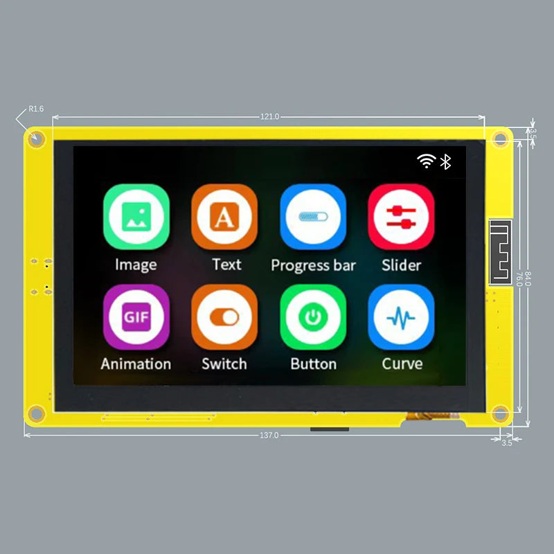 ESP32-S3 5 Inch IPS TFT Screen for Arduino HMI 8M PSRAM 16M Flash LVGL WIFI & Bluetooth 800*480 Smart Display RGB LCD Module