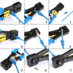 Hoolnx RJ45 Crimp Tool Pass Through Ethernet Crimper Cutter Stripper for Cat5e Cat6 RJ45/RJ12 Regular and End Pass Through Plugs