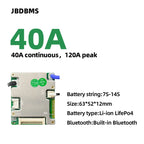 JBD Smart BMS 7-14S 24V 36V 48V 60V FOR Li-ion Lifepo4 LTO Battery with BT APP UART Balance Function PCB Board 20A 30A 40A 50A
