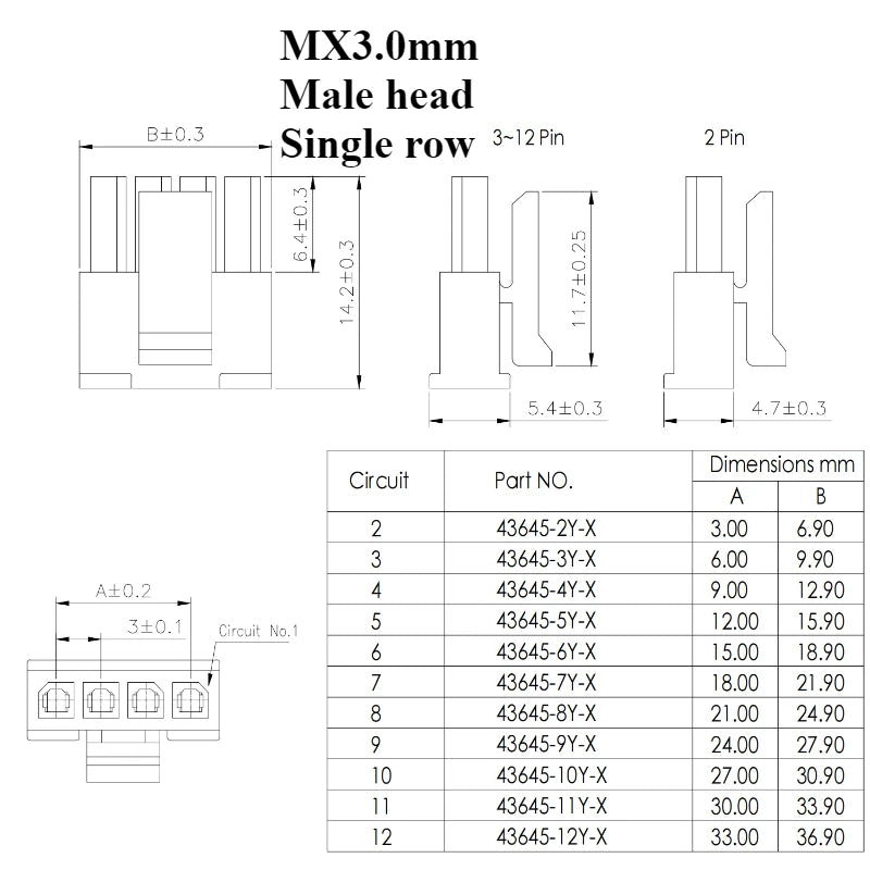5/10/50pcs Micro-Fit 3.0mm Pitch Connector with 22AWG 20cm Cables Mx3.0 Singlel Row 2/3/4/5/6Pin Male Female Air Docking Housing