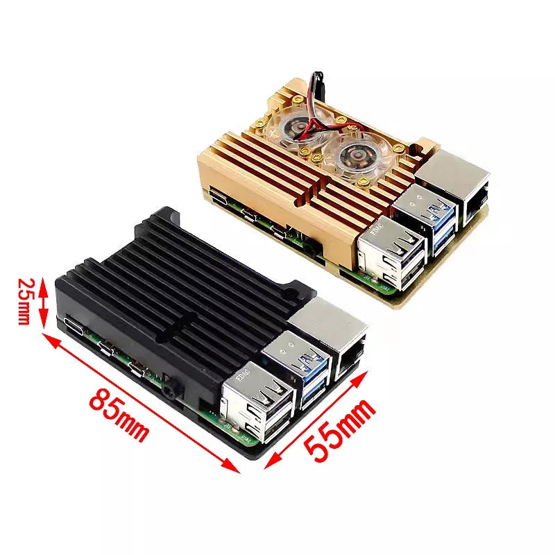 Pi 4 3 B 3B plus aluminum case with dual cooling fan metal shell enclosure for RPI Raspberry Pi 4 3 model