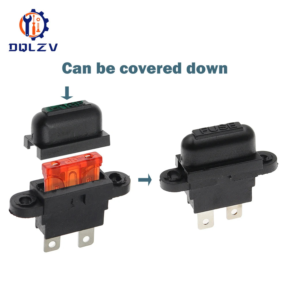 Waterproof Auto Standard Middle Fuse Holder + Car Boat Truck ATC ATO Blade Fuse 5A 7.5A 10A 15A 20A 25A 30A 35A 40A