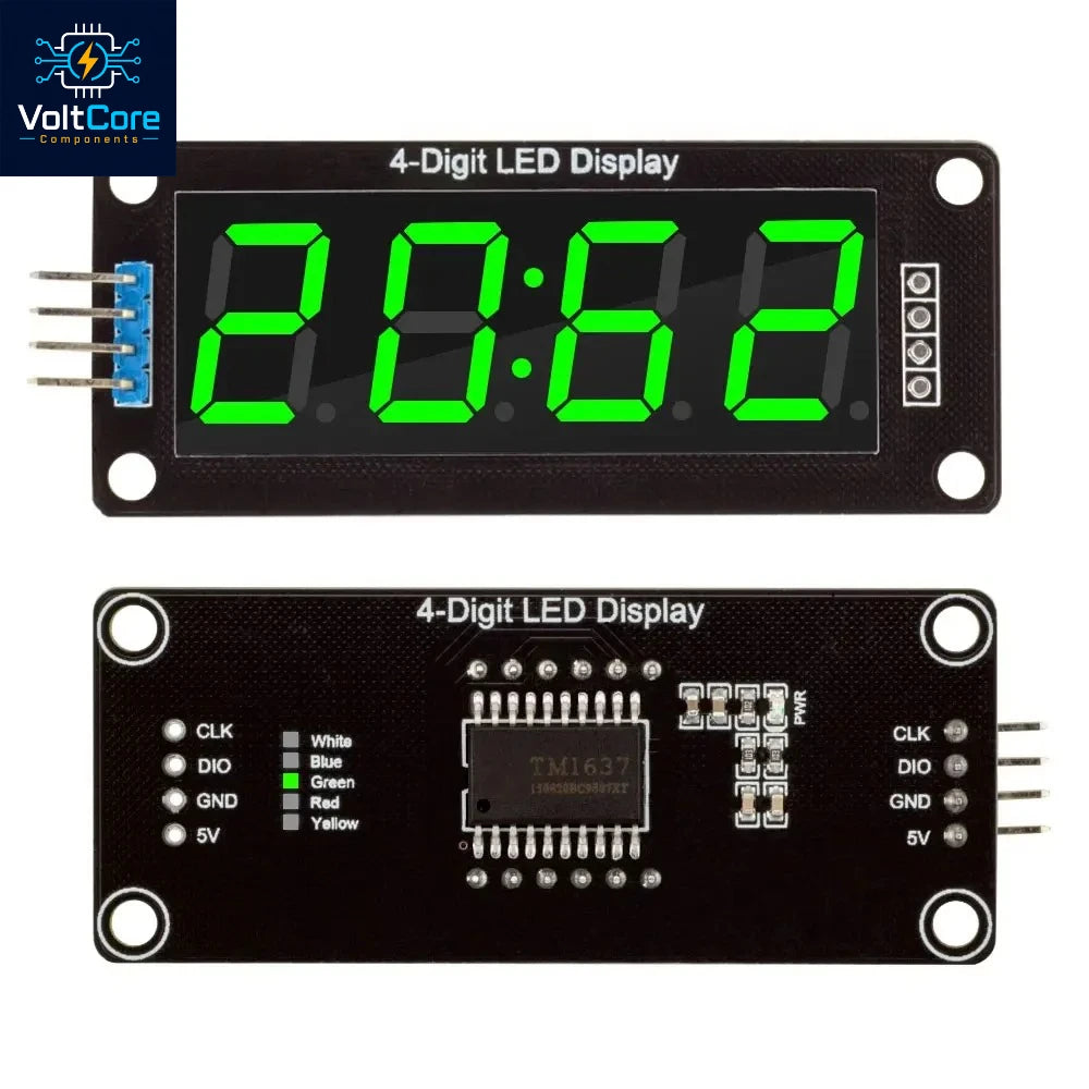 TM1637 LED Display Module for Arduino 4 Digit 7 Segment 0.56 inch Time Clock Indicator Tube Module Red Blue Green Yellow White