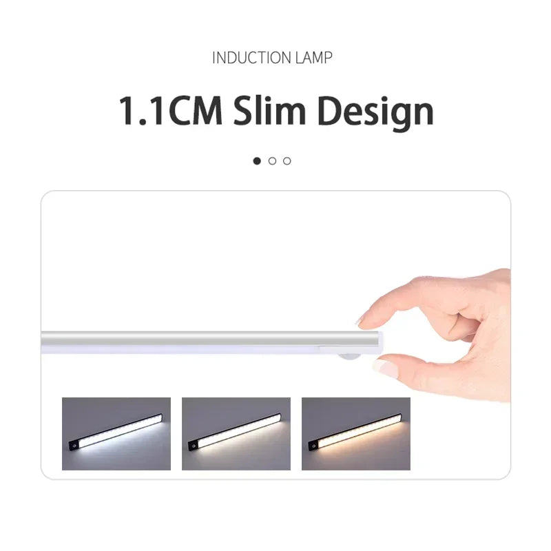 Under Cabinet Lights LED Motion Sensor Night Light Thin Rechargeable Dimmable Lamps Kitchen Cabinet Bedroom Wardrobe Lighting