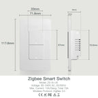 MOES Tuya ZigBee US Smart Light Switch Push Button Wall Switch Neutral Wire/No Neutral Wire Required Work With Alexa Google Home