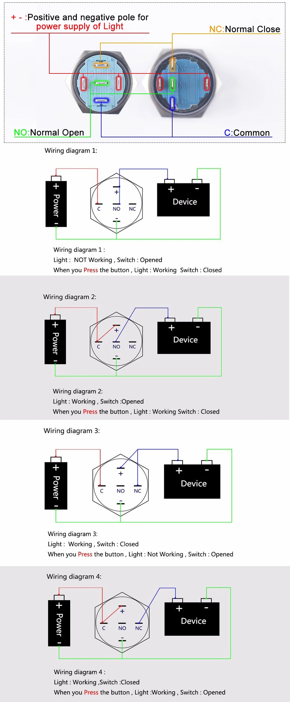 Rotary Switches Knob DPDT/SPDT 2/3 position 16/19/22MM Latching Waterproof Metal Selector Light Electric On Off 5V12V220V 2NO2NC