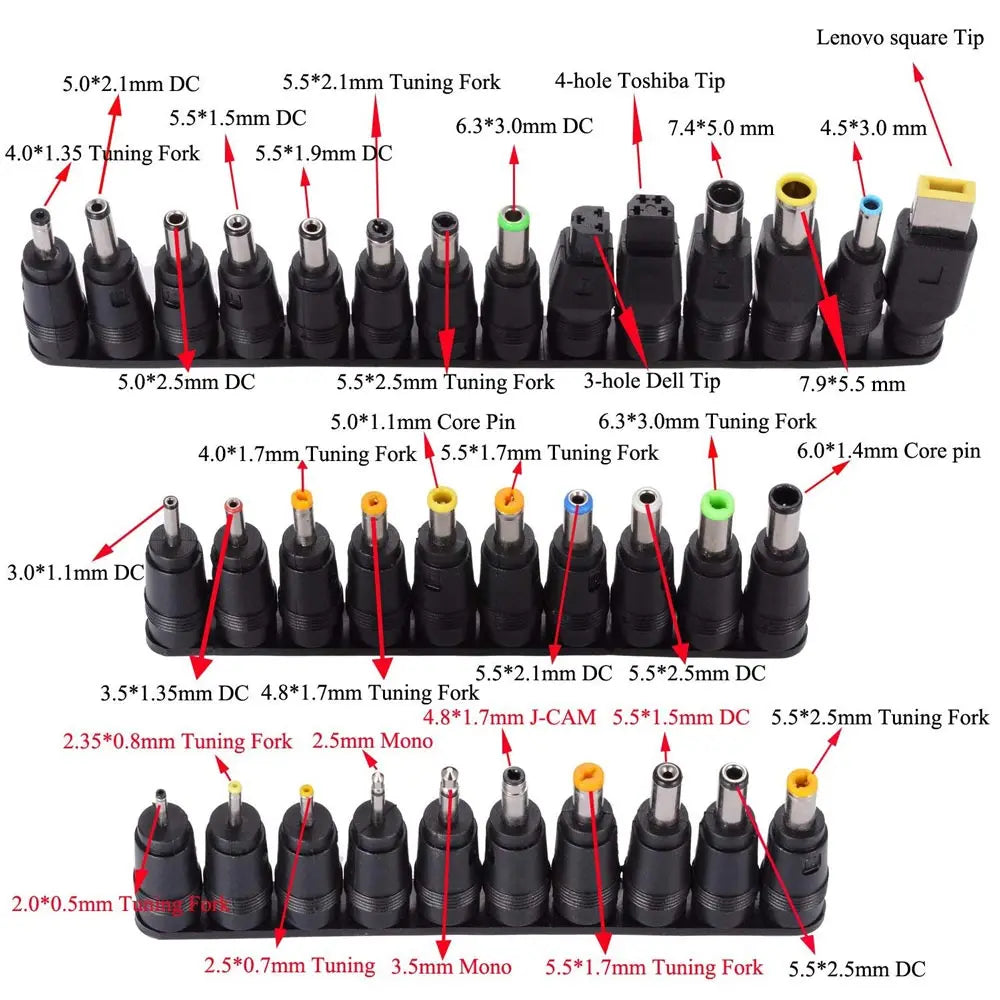 34PCS 8PCS Universal AC DC Power Adapter Connector Tips 5.5mmx2.1mm Kits For Lenovo Thinkpad Laptop Power Supply Plug Jack Sets