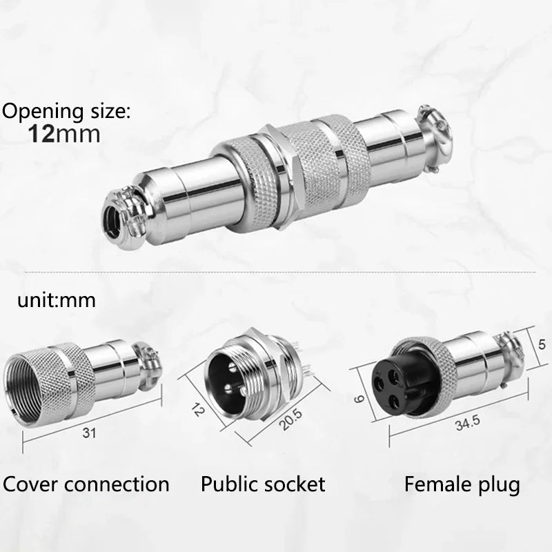 5/20PCS GX12 Connector 2/3/4/5/6/7 Pin Aviation Socket  Plug Docking Connector Male  Female Circular Connector 12mm