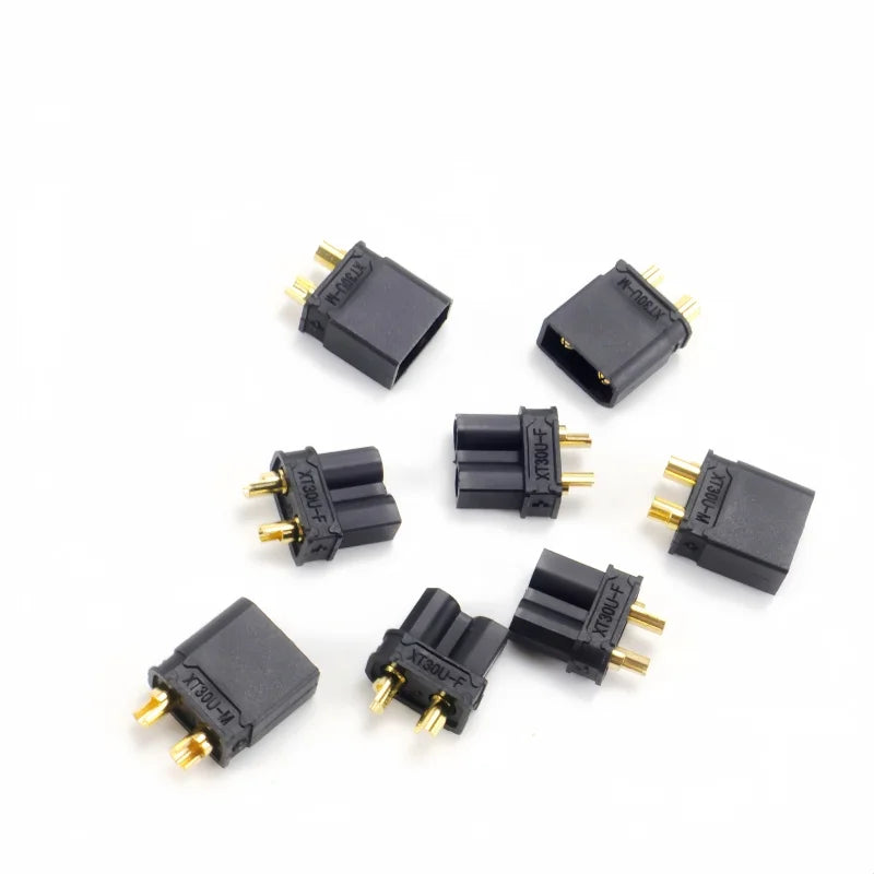5/10/15 Pairs of XT30-U Male and Female Bullet Connectors; with Heat Shrink Tubing; Power Battery Plug for RC Lithium Batteries