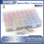 100Pcs 221 Series Boxed Lever Wire Connectors Quick Splicing Terminal Block 0.2-4mm² 32A 250V Electrical Cable Connector Set