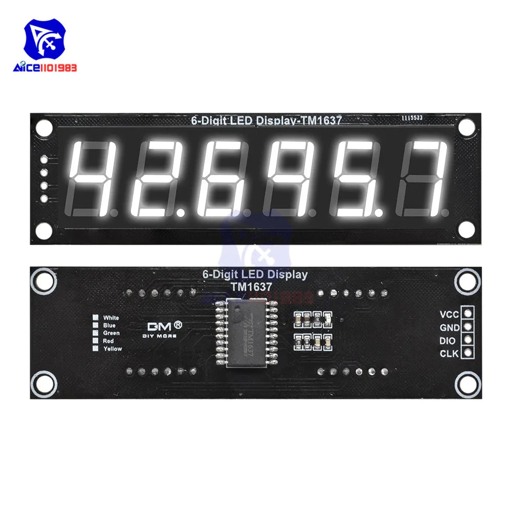 diymore TM1637 6 Bits 7 Segment 0.56 inch Digital LED DIsplay Module I/O Interface 5 Color Available for Arduino