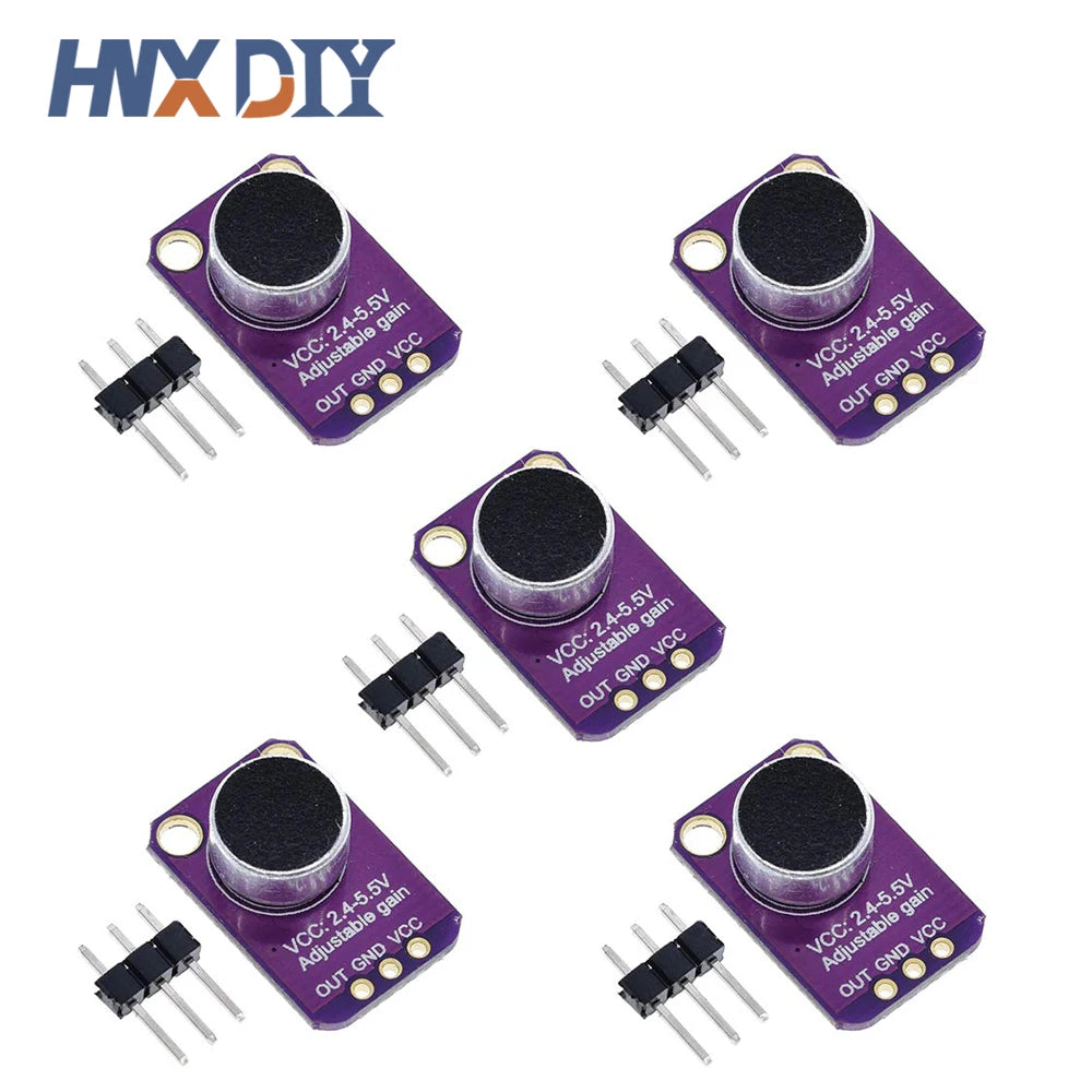 1-10PCS Electret Microphone Amplifier Module MAX4466 Adjustable Gain Blue Breakout Board