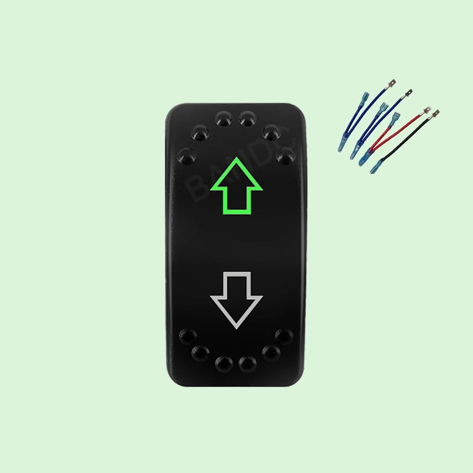 UP DOWN ARROWS Momentary Rocker Switch 7P (ON)-OFF-(ON) DPDT Retractive Switch + Wires for Car Boat Marine Vehicle Yacht Ship