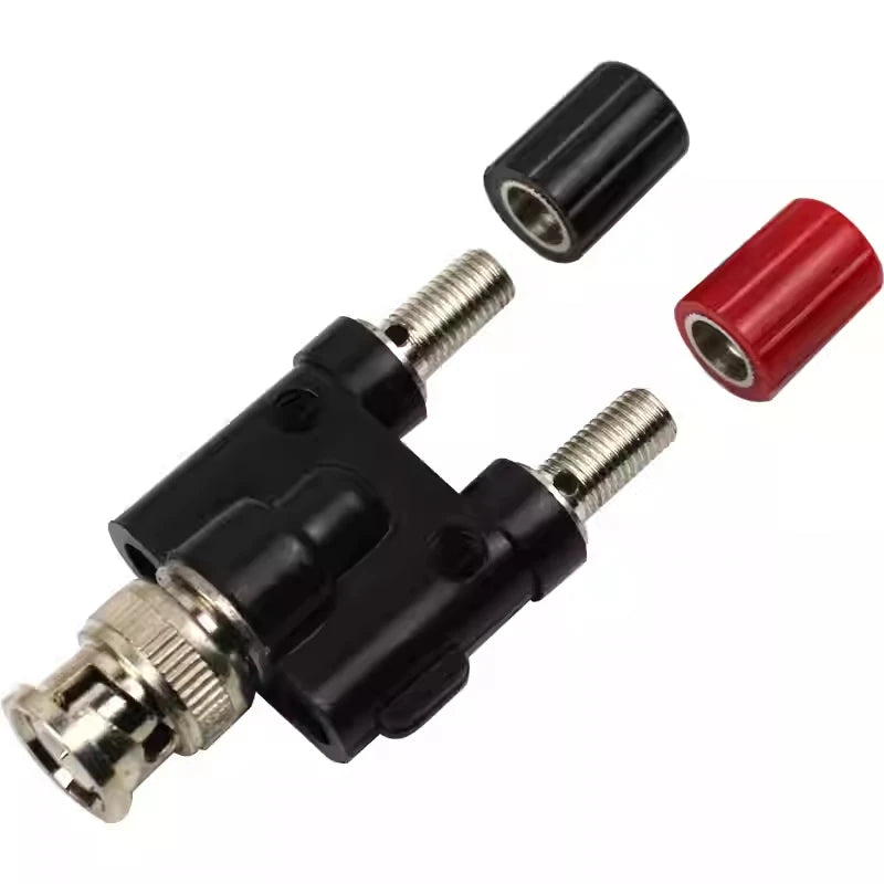 Q9 BNC Banana To Two Dual 4mm Banana Male Female Jack Coaxial Connector BNC Tee Type 3Way Splitter RF Adapter
