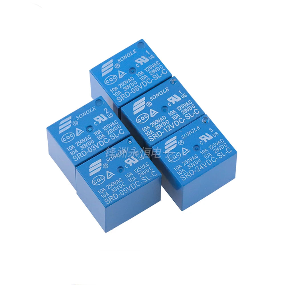 5PCS/Lot Relays SRD-03VDC 05VDC 06VDC 09VDC 12VDC 24VDC 48VDC-SL-C 3V 5V 6V 9V 12V 24V 48V 10A 250VAC 5PIN T73