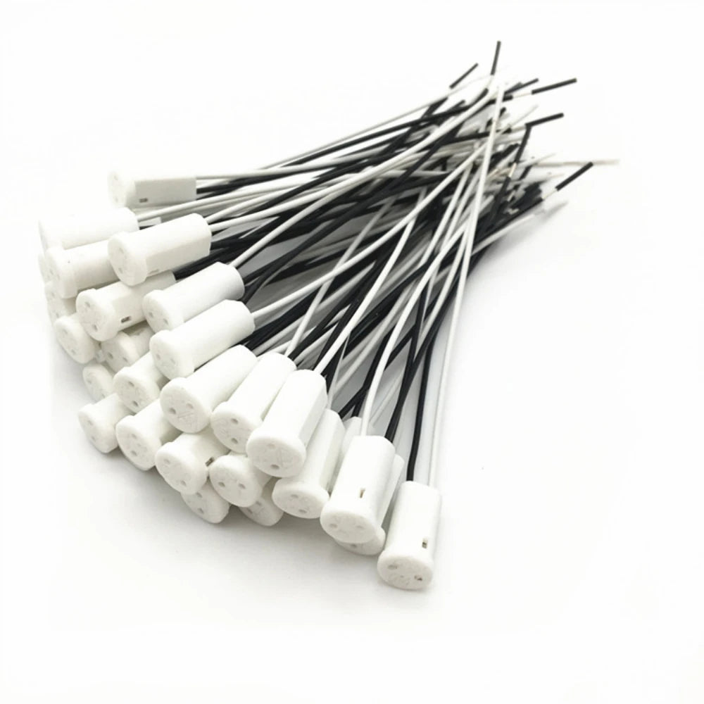 20pcs G4 DC Halogen LED Ceramic Light Socket G4 LED Lamp Base Holder with 10cm 20cm 50cm 150cm High Temperature Resistant Wire