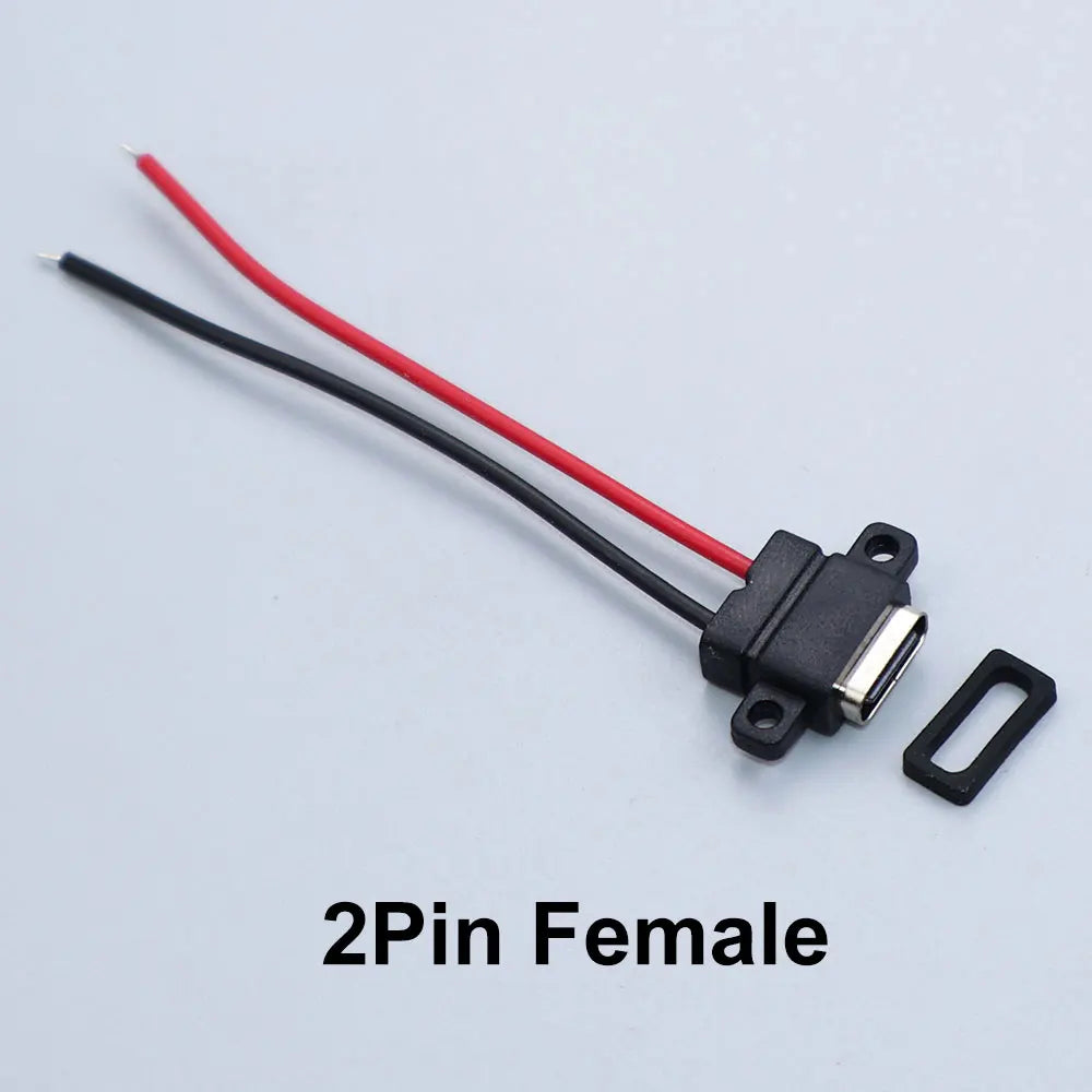 YanXi 2/5/10PCS 2Pin 4Pin Type-C Waterproof Female Connector Fast Charger Charging Interface USB Port Socket With Cable