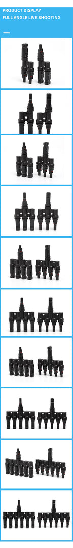 MC4 Solar Connector T Type Y Branch PV Panel Parallel Connection Waterproof IP67 Male Female 2Pcs Solar Cell Plug