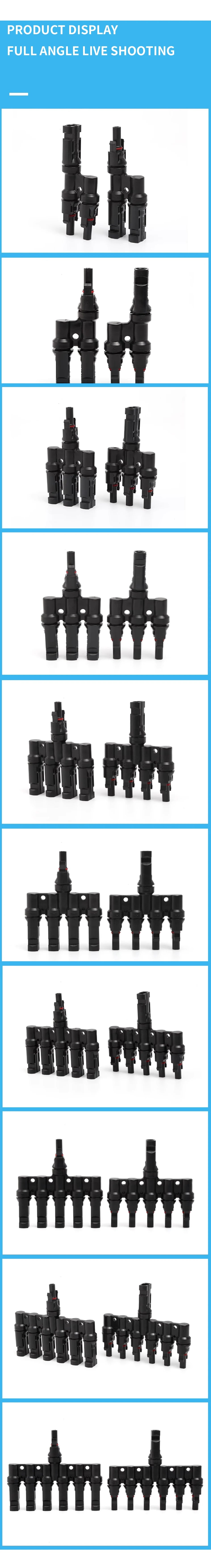 MC4 Solar Connector T Type Y Branch PV Panel Parallel Connection Waterproof IP67 Male Female 2Pcs Solar Cell Plug