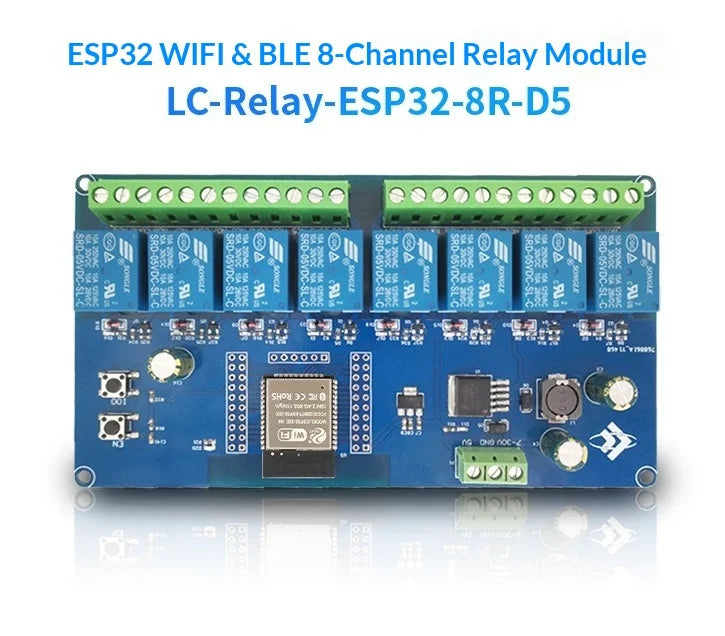 Dc5-30v Power Supply Esp32 Wifi Bluetooth Ble Eight-way Relay Esp32- Secondary Development Board