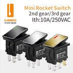 LANBOO 14mm*9mm Series 7Amp High Current Rocker Switch ON-OFF-ON 2/3Position 4/6Pin KCD1  With Red/Green Light  12V24V220V
