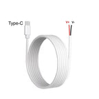 DIY USB C to 2 Pin Bare Wire Open End Power Cable, 5V USB Type C Male Plug 2 Pin Pigtail Cable, for Type C Replacement or Repair