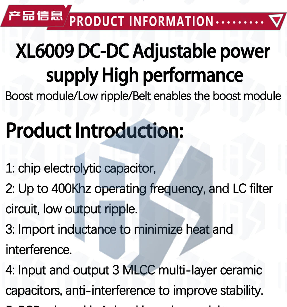 XL6009 Boost module 1.2-35V 20W Adjustable Power Supply Module for Arduino DIY