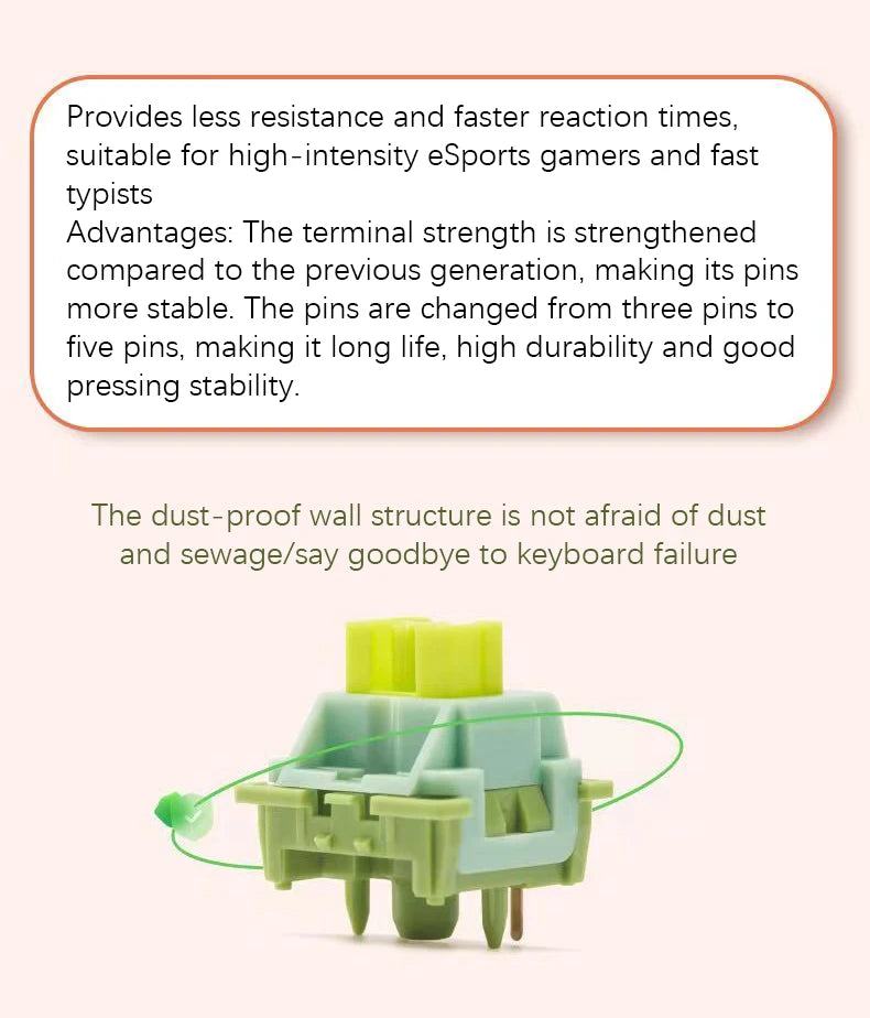 Outemu Silent Peach V2 Switch Lubed Silent Lemon V2 Switches Mechanical Keyboard Linear Tactile 5Pin Paragraph Axis Hot Swap DIY